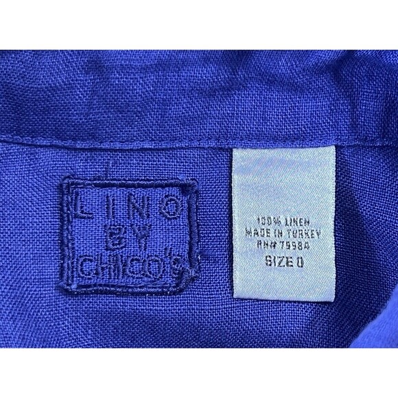 Lino by Chico's Purple 100% Linen Button Down Shirt Size 0 (Size 4) Pockets - Picture 7 of 8